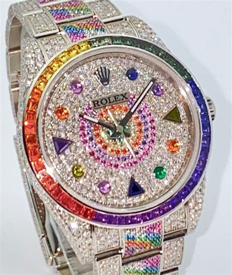 rainbow face rolex|Rolex rainbow iced out.